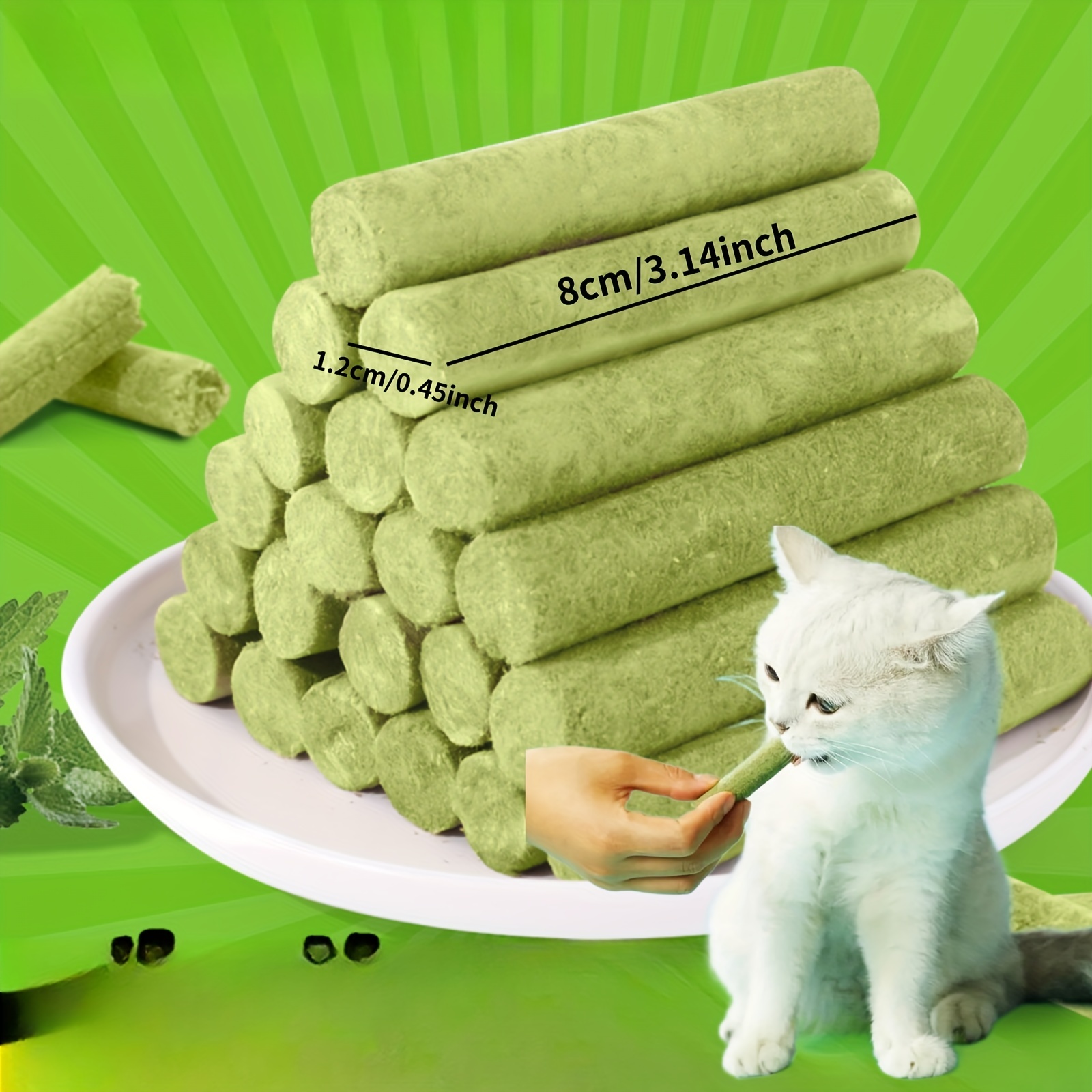 5pcs cat grass stick freeze dried cat snacks cat oral cleaning treats details 3
