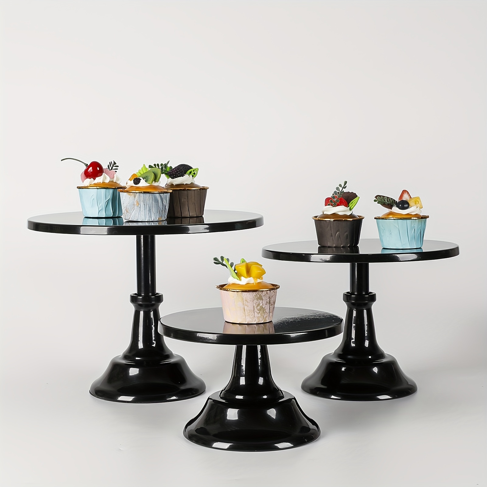 Jusalpha Soporte redondo de vidrio acrílico grande de 3 niveles para tartas  de boda, soporte de exhibición de alimentos, soporte para cupcakes, plato