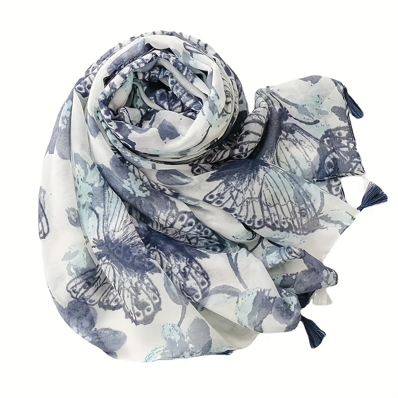 Blue butterfly scarf