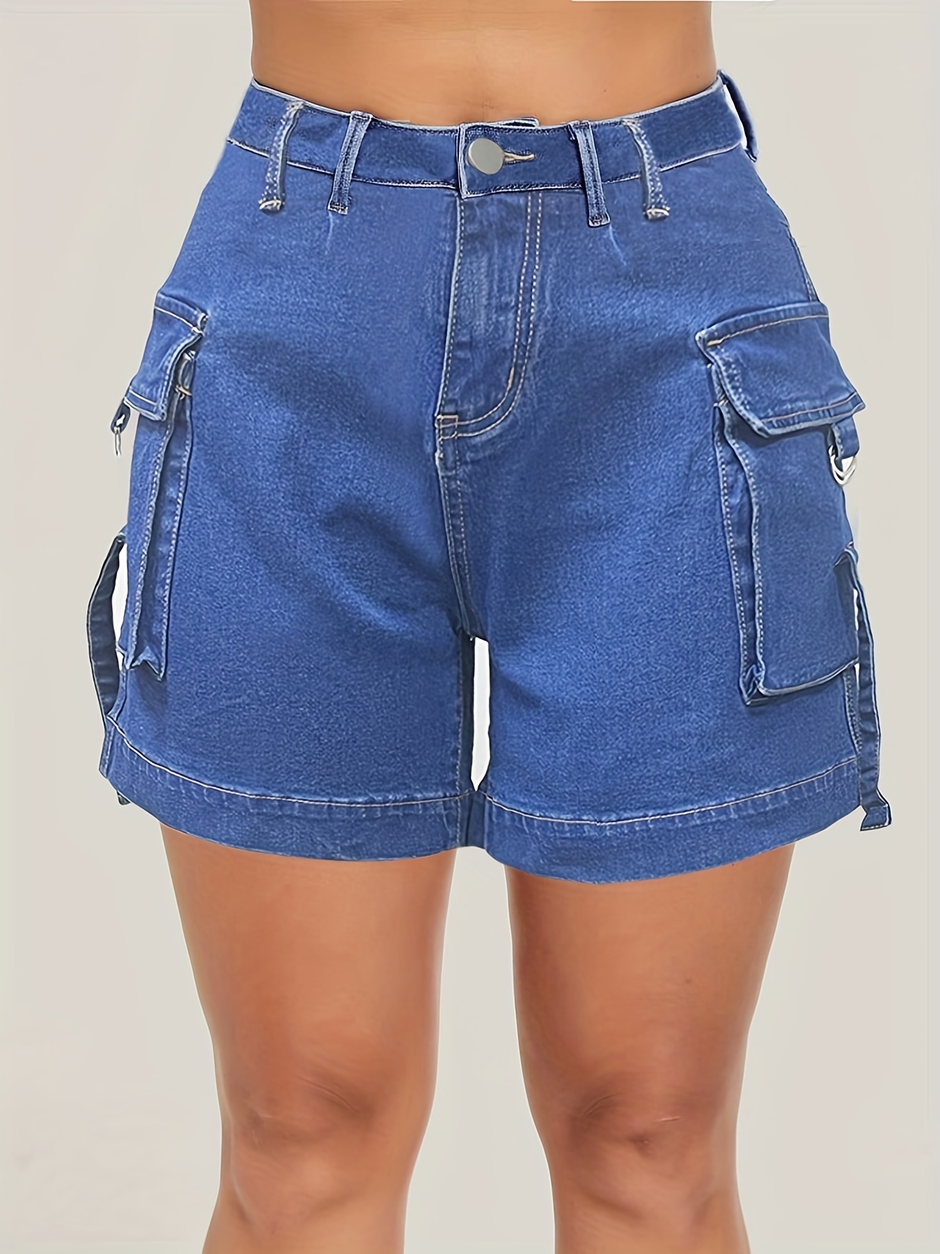  ZGNB Pantalones cortos de mezclilla para mujer, a la moda,  casuales, de cintura alta, color sólido, pantalones cortos de mezclilla,  azul 04 : Ropa, Zapatos y Joyería