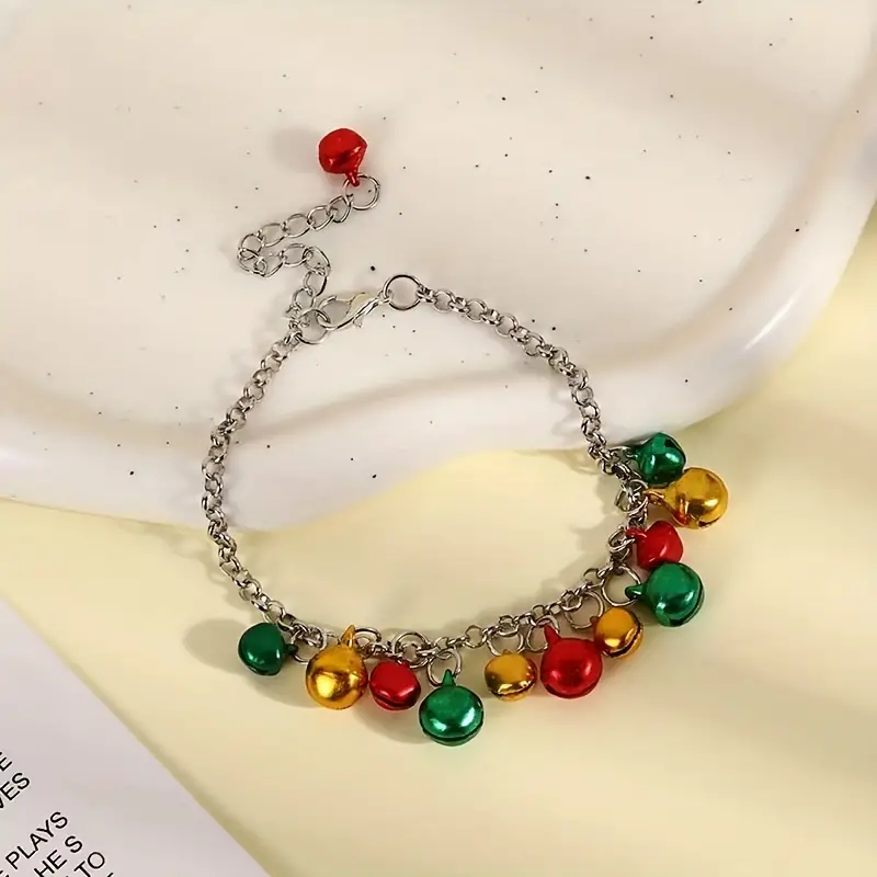 Christmas Theme Colorful Jingle Bell Charm Bracelet Party - Temu