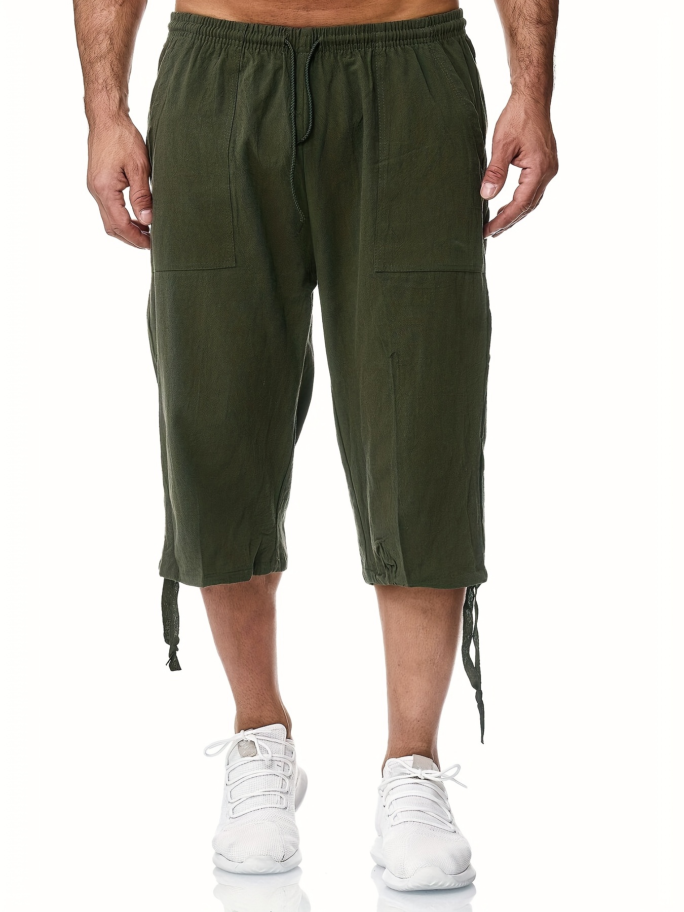 Pantalones Cortos Lino Hombres Pantalones Cortos Cómodos Temu Spain