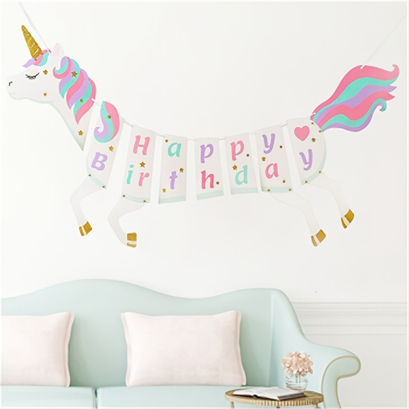 Set Happy Birthday Party Pull Flag Decoration Background Wall Scene Decor  Room Decor Birthday Party Supplies Theme Party Decoration - Home & Kitchen  - Temu