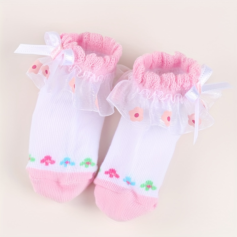 0 6 Month Old Baby Girls Socks Strawberry Jacquard Bowknot - Temu