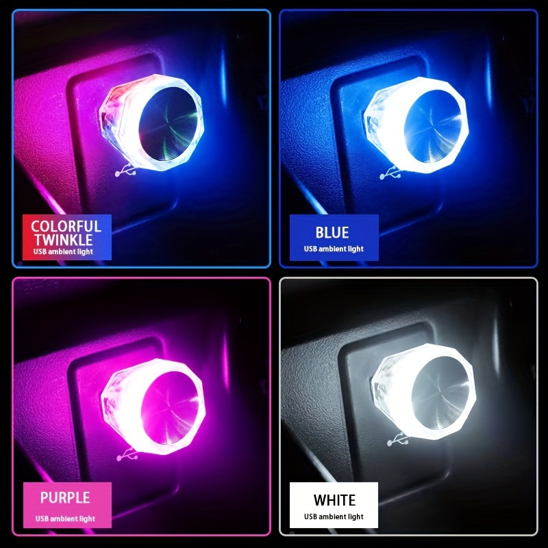 2st Mini Usb Light Led Modellering Bil Ambient Light Neon Interiör Ljus Bil  Smycken (7 Typer Av Ljusa Färger)
