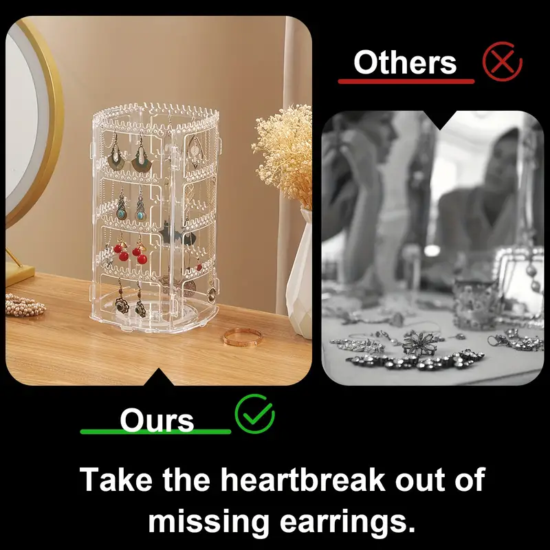 360 Rotating Earrings Holder Jewelry Organizer 4 Tiers - Temu