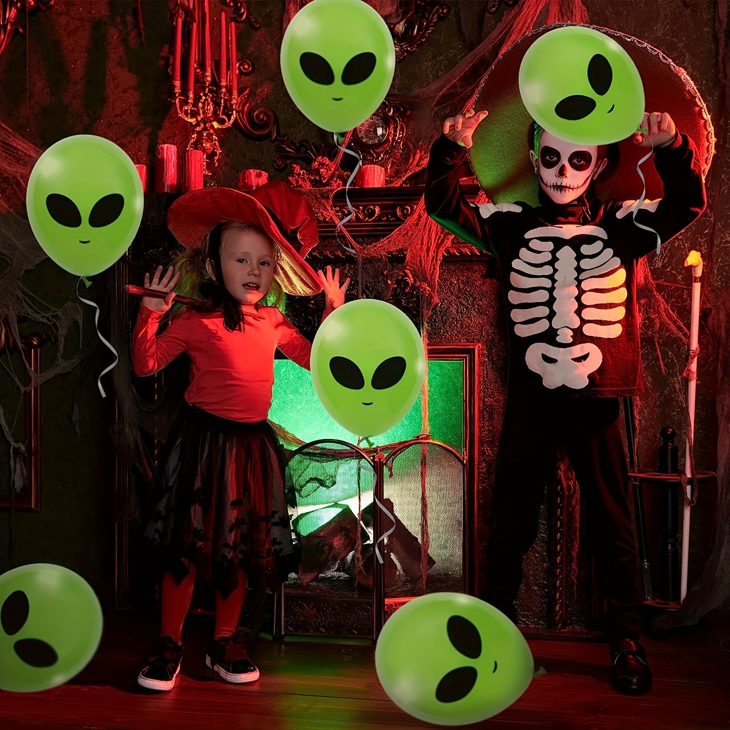 2 globos alienígenas verdes inflables extraterrestres Jumbo Alien inflan  juguete para decoraciones de fiesta, cumpleaños, Halloween, fiesta temática  extraterrestre JM