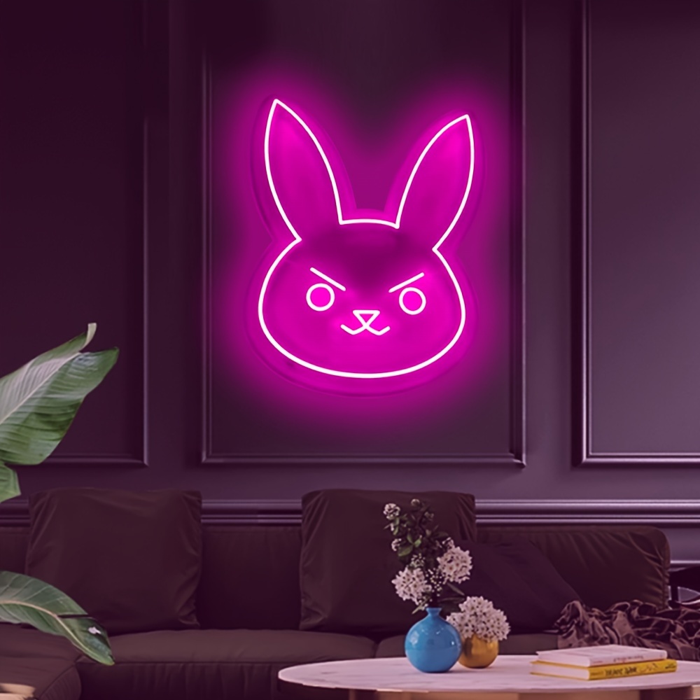 1pc bad rabbit neon sign light rabbit shaped light animal creative light room neon decorative light wall decoration home bedroom club kawaii anime decorative lighting gift