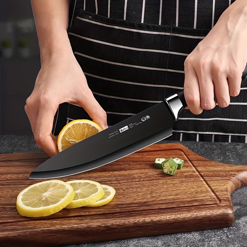 Knife, Rust-proof Black Edge Knife, Comfortable Plastic Black Handle,  Household Rental House Dormitory Knife Set - Temu