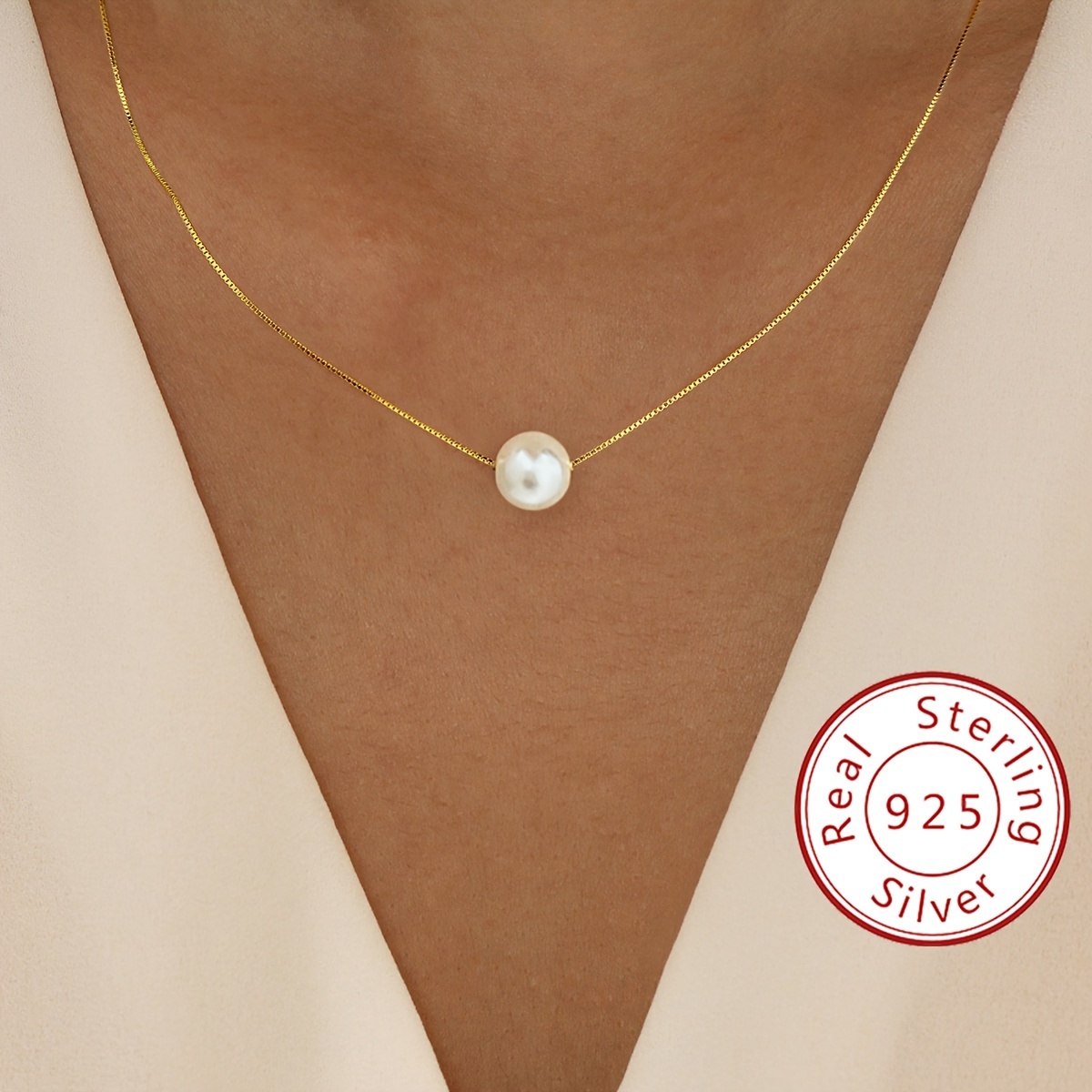Simple Style Invisible Fishing Line Imitation Pearl Necklace Minimalist Style Neck Jewelry Gift