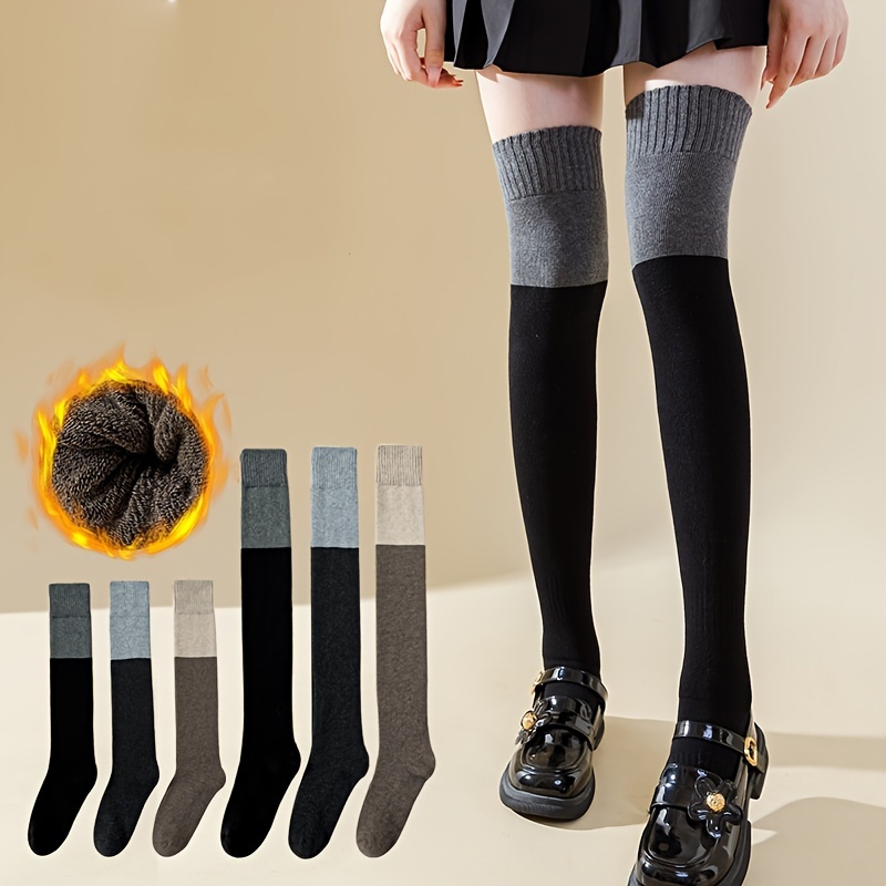Calcetines altos de punto trenzado para mujer, calcetines extra largos,  calcetines de invierno para botas sobre la rodilla