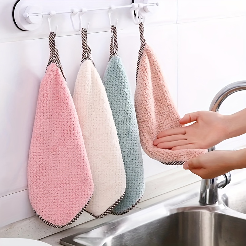 Bowknot Hanging Towel For Wiping Hands Coral Fleece Quick - Temu