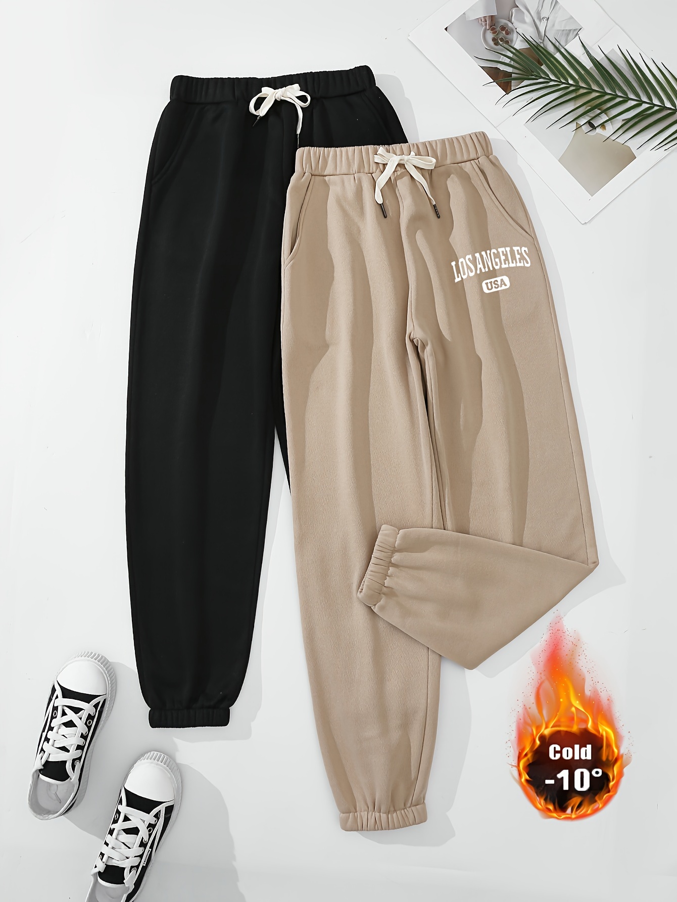 Pantalón Chándal Mujer Invierno Térmico Con Forro Polar - Joggers Deportivos Cálidos Con Cintura Alta Elástica Y Bolsillos - Ideal Para Deporte, Gimnasio, Running Y Uso Casual