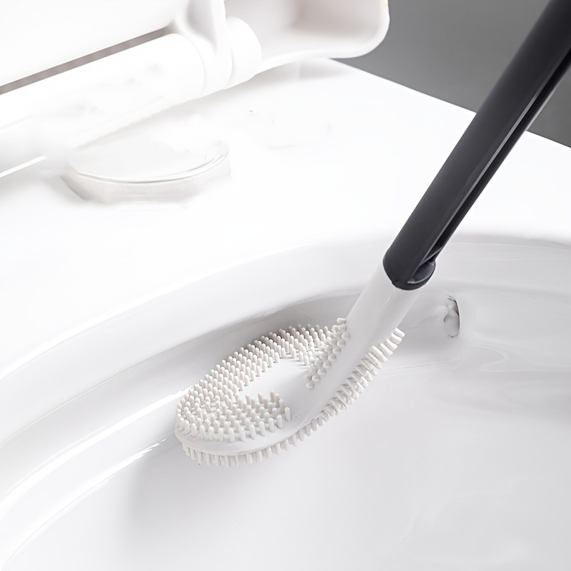 Long Handle Toilet Cleaning Brushes for Bathroom Bendable Silicone Brush  Head