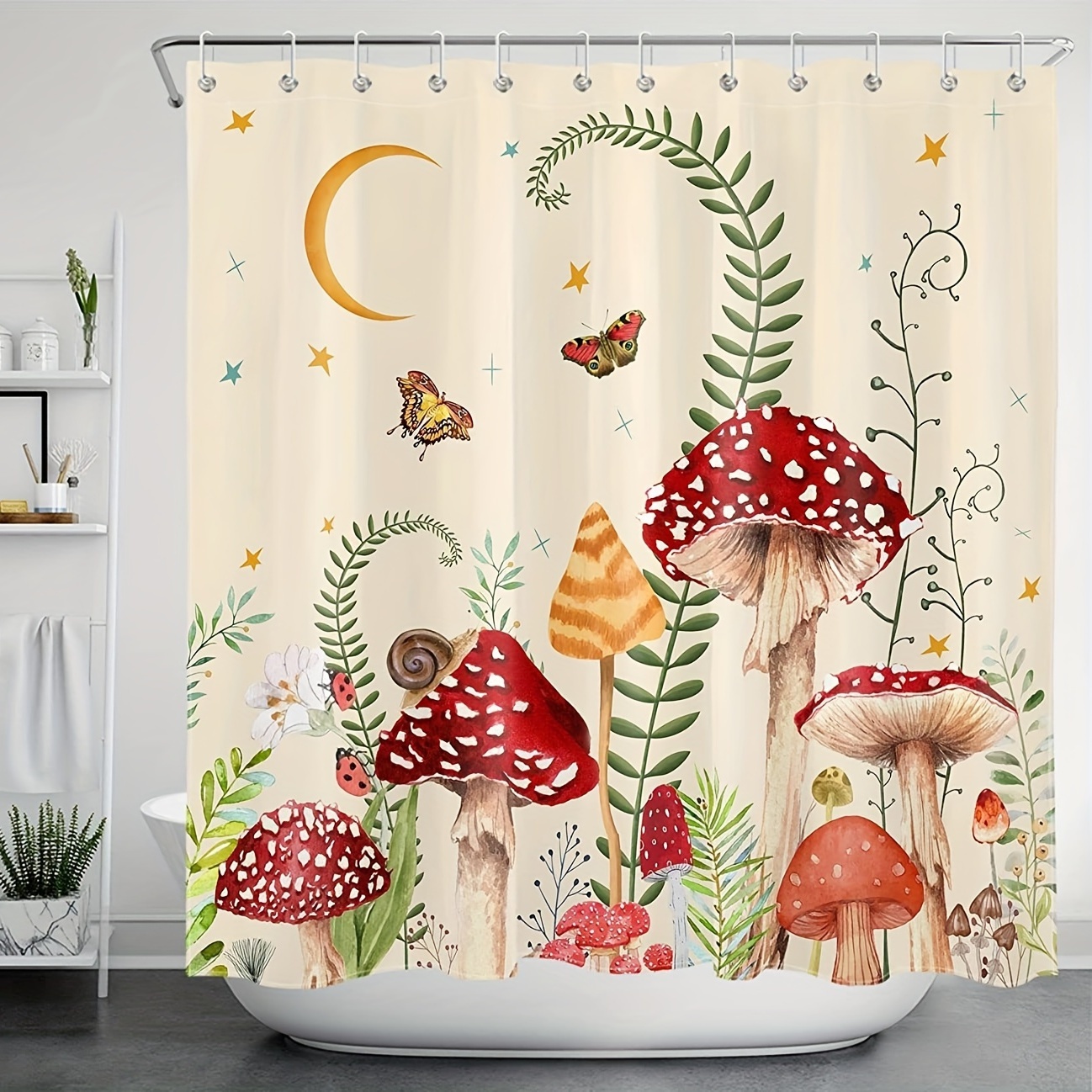 Mushroom Shower Curtain - RED