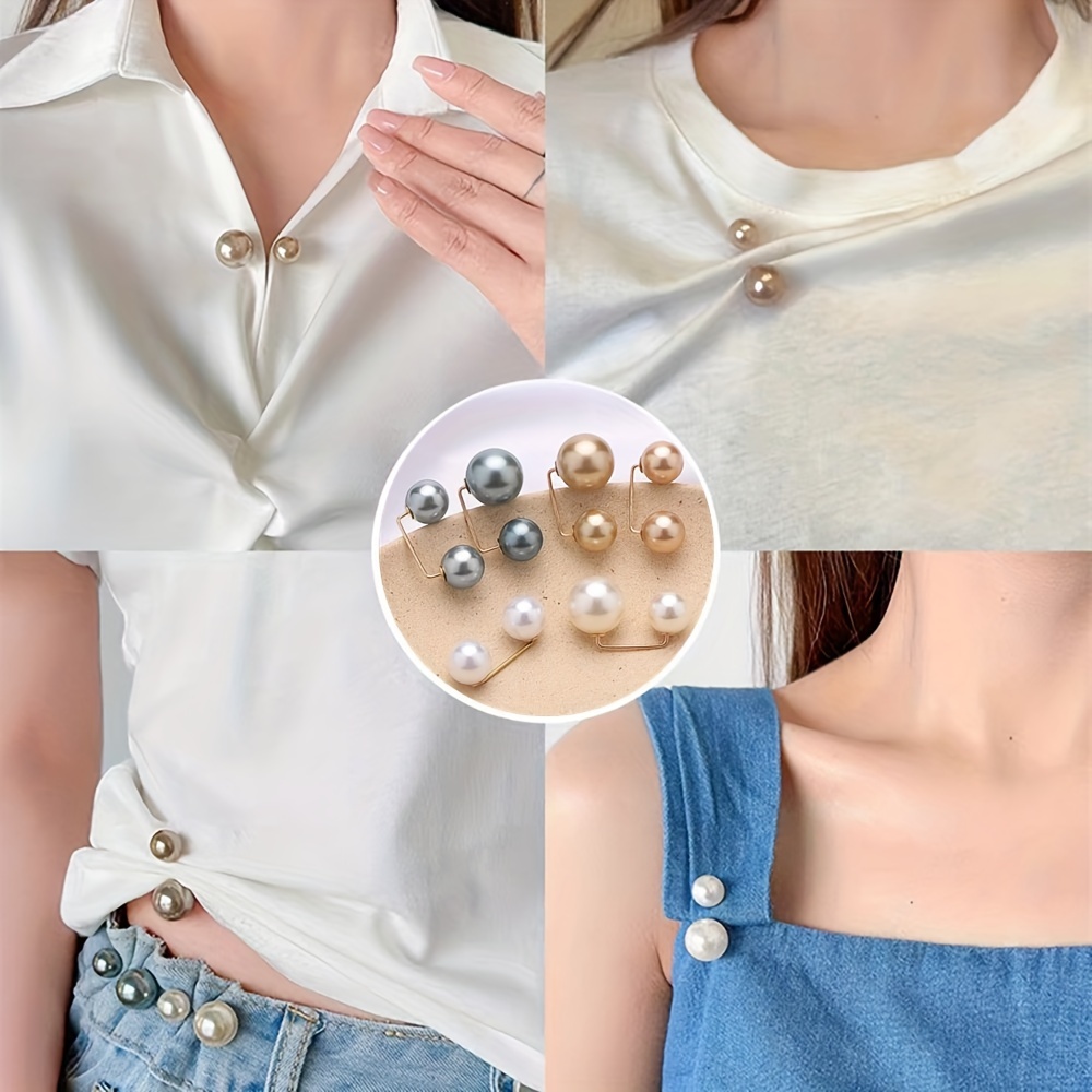 3/6/9 PCS Fashion Brooch Pins for Women Pearl Safety Pin Wedding Decoration  Shawl Collar Shirt Pin Buttons Sweater Brooches