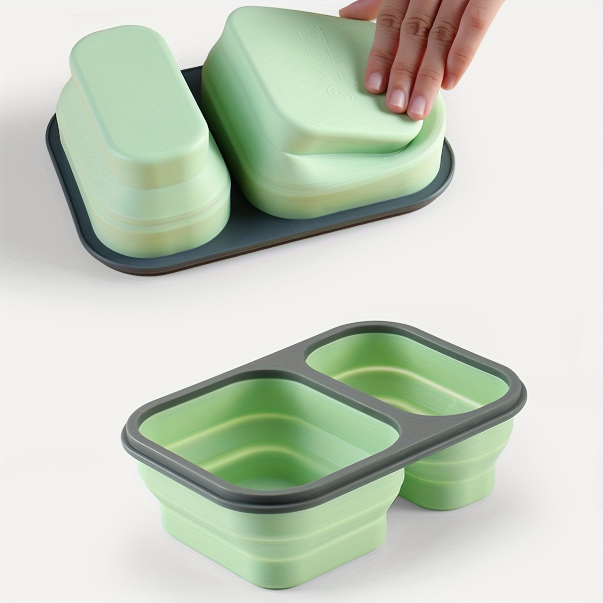 Silicone Storage Box 4 Compartment Snack Containers Food Household