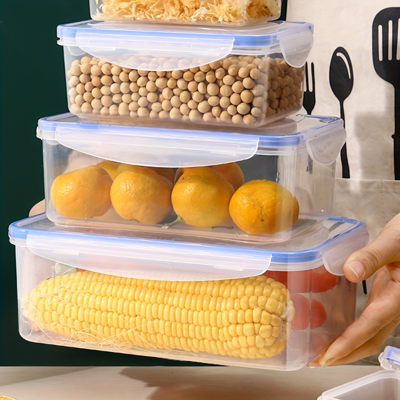 Clear Plastic Food Storage Box Locking Lid Sealed Storage - Temu
