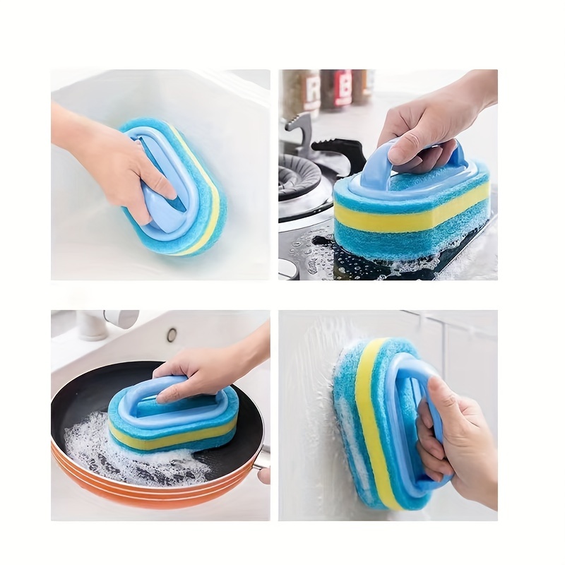 Magic Sponge Glass Wall Cleaning Brush Handle Sponge Kitchen Bathroom  Cleaning