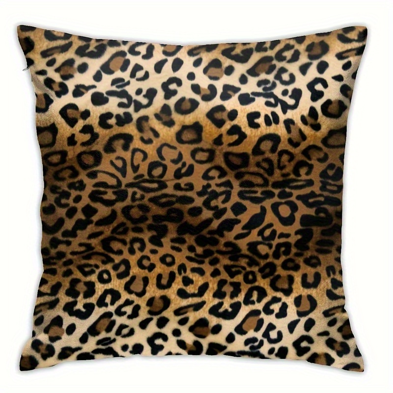 

1pc Soft Leopard Print Throw Pillow Covers Decorative Pillowcase Square Cushion Cases Short Plush Decor 18x18 Inch, Home Decor, Room Decor, Office Decor, Living Room Decor, Sofa Decor (no Pillow Core)