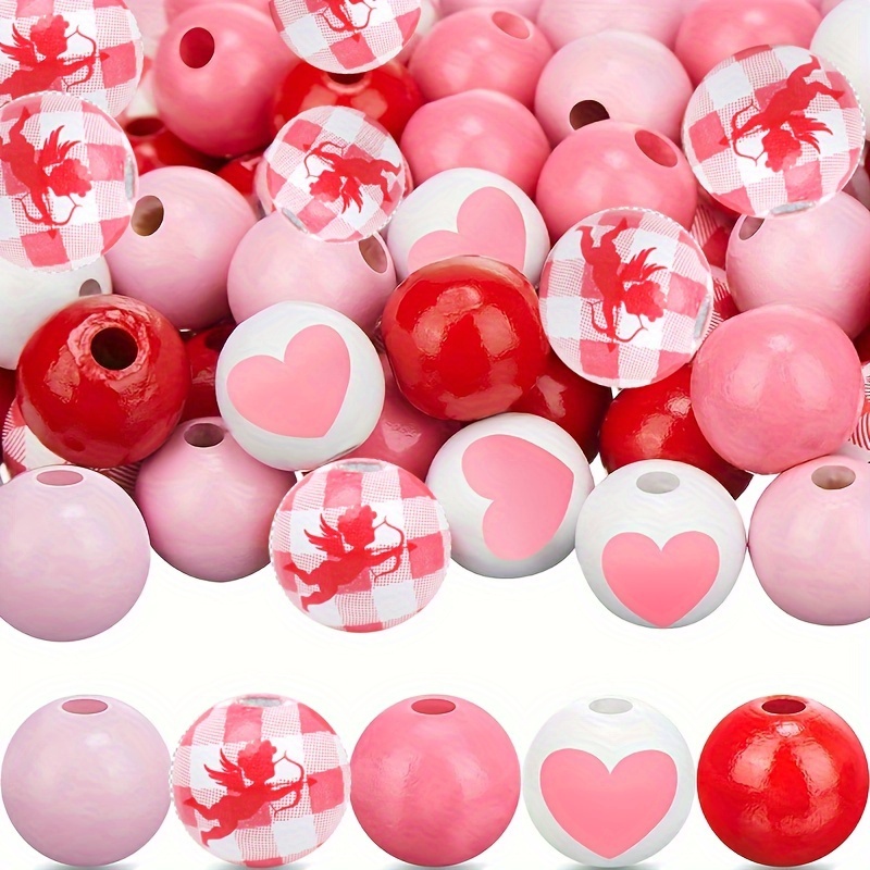 Wooden Beads For Crafts Polished And Plaid Wood Round Beads - Temu