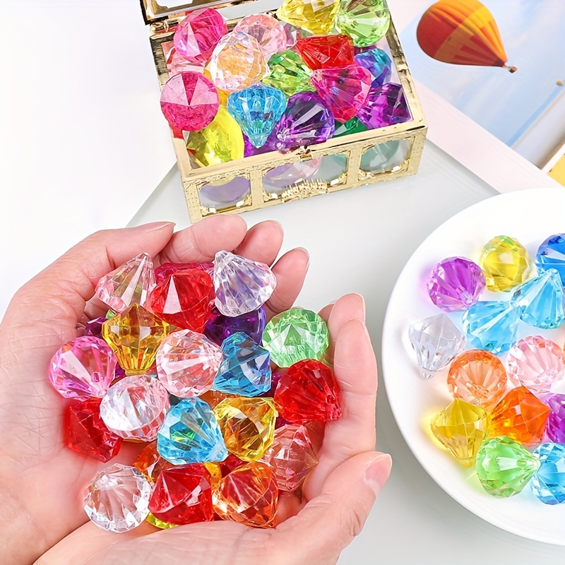 1 Set Plastic Gems DIY Handcrafts Props Little Girls Gems Toys