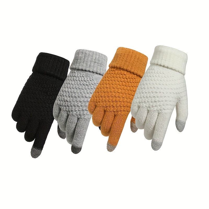 1pair Thicken Warm Cashmere Plain Color Knitted Gloves For Couple Autumn  Ideal Choice For Gifts, Shop The Latest Trends