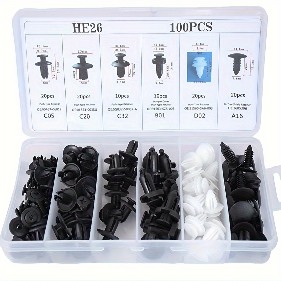 100x Trim Panel Clips Bumper Fender Push Pin Rivets Fasteners For