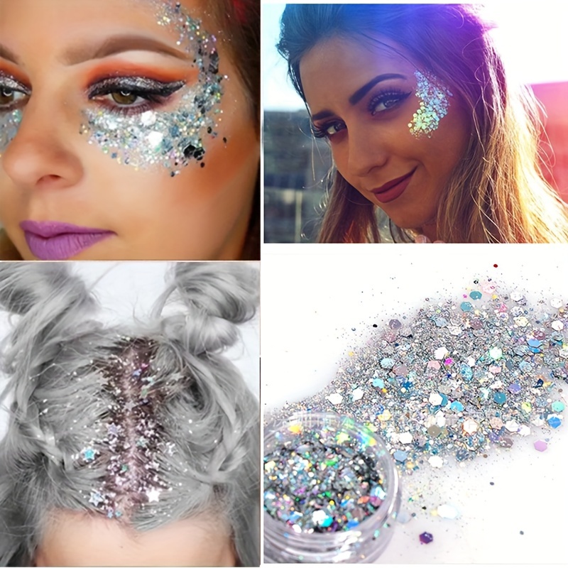 Cosmetic Face Body Hair Chunky Glitter Festival Look Sparkly Eye Nail Makeup  Pot