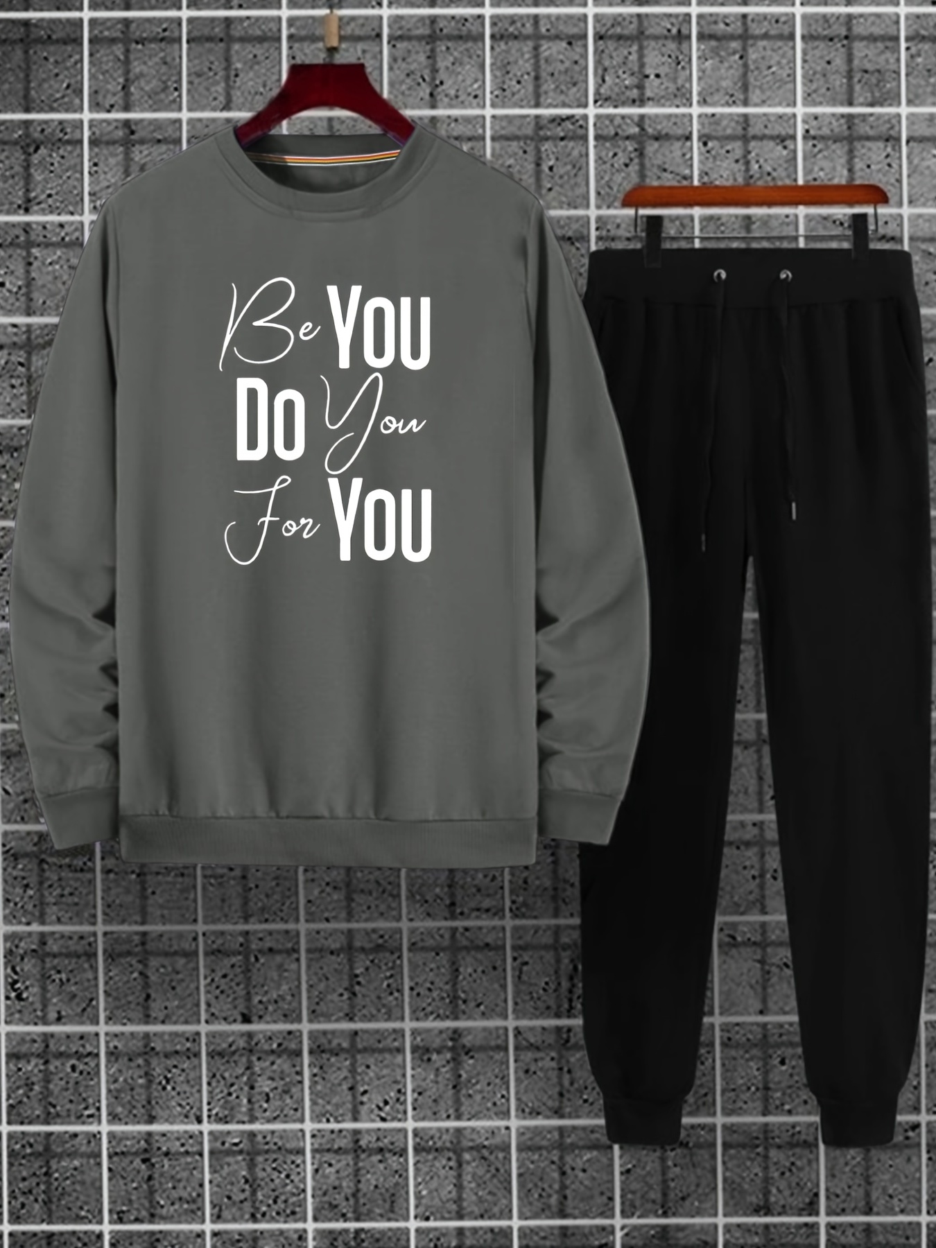 Letter Graphic Sweatshirt & Sweatpants Set