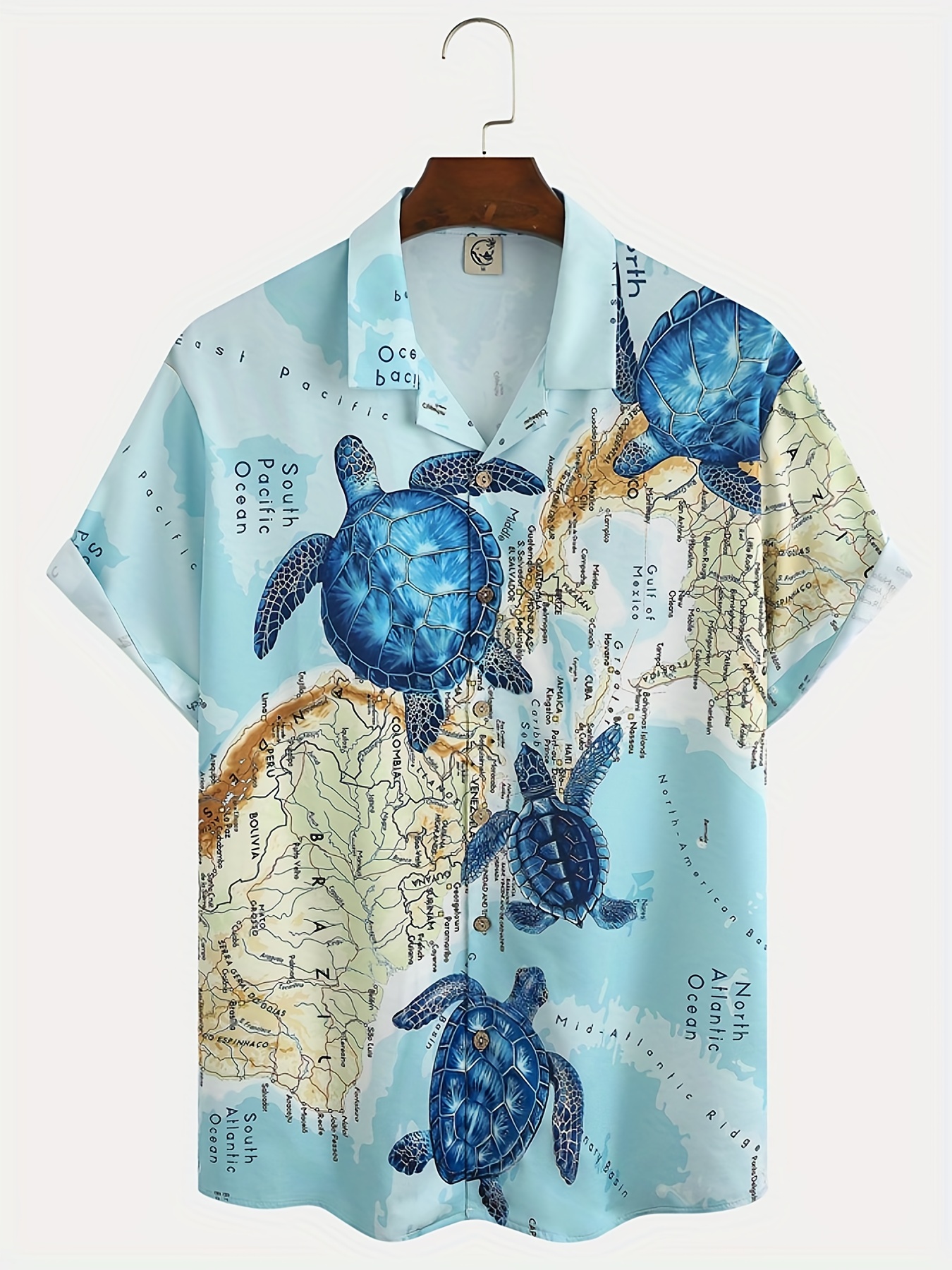 Lime Green Hawaiian Shirt With Hawaiian Islands Map Print 