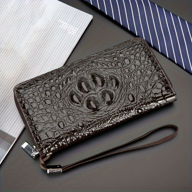 Men's Crocodile-print Multi-card Wallet - Temu