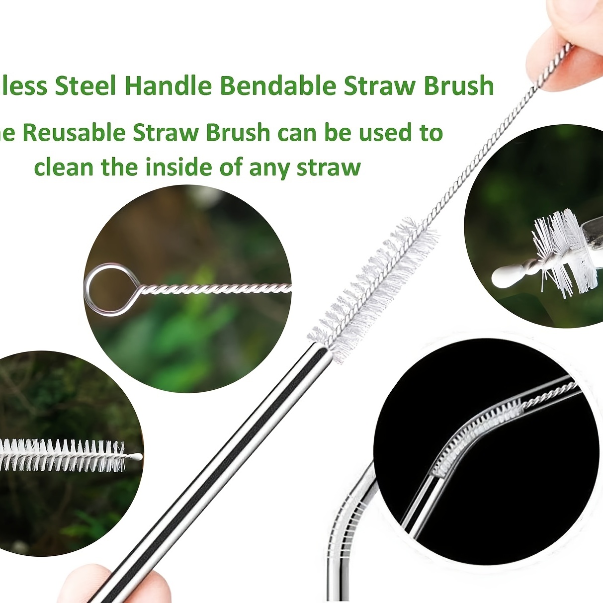 Drinking Water Straw Cleaning Brush,, For Stanley Water Bottle Straw Brush  With Nylon Bristles And Stainless Steel Handle Bendable Straw Brushes - Temu