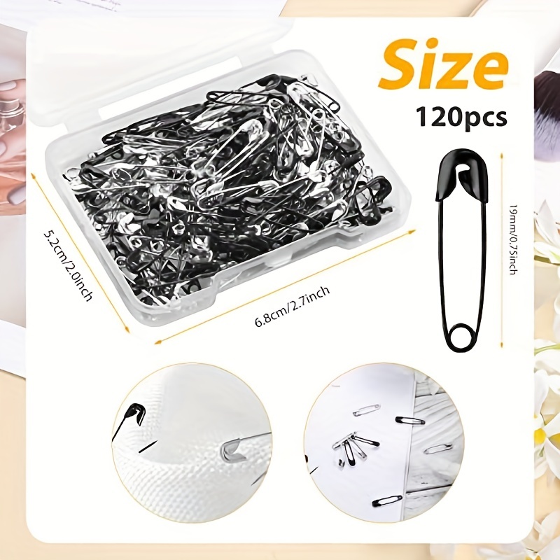 120Pcs Safety Pins, 19Mm Mini Safety Pins for Clothes Metal Safety Pin for  Cloth