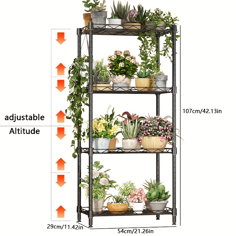 Floor-standing Storage Shelf, 4/5-layer Metal Storage Rack, Adjustable  Height Balcony Flower Pot, Potted Plant Storage And Organizer Rack,  Sundries Storage Rack For Bedroom, Living Room, Bathroom, Study, Home  Organization - Temu