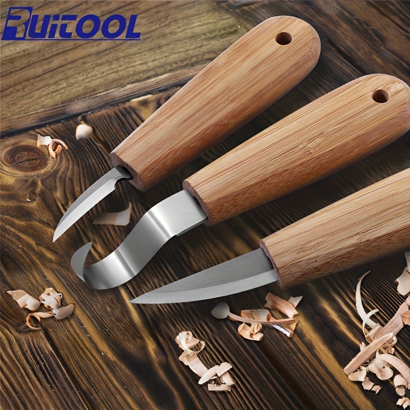 Lathe Tools Stone Carving Tool Chisels/Knife Set Kit ​Stone Seal Craft  Engraving Wood Carving Tools Gravers/Chisels/Knife Set With Bag For  Woodworking (Blade Type : 3PCS) 