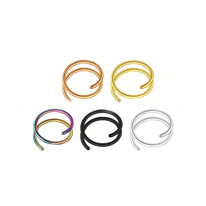 5pcs Double Twisted Nose Ring Set