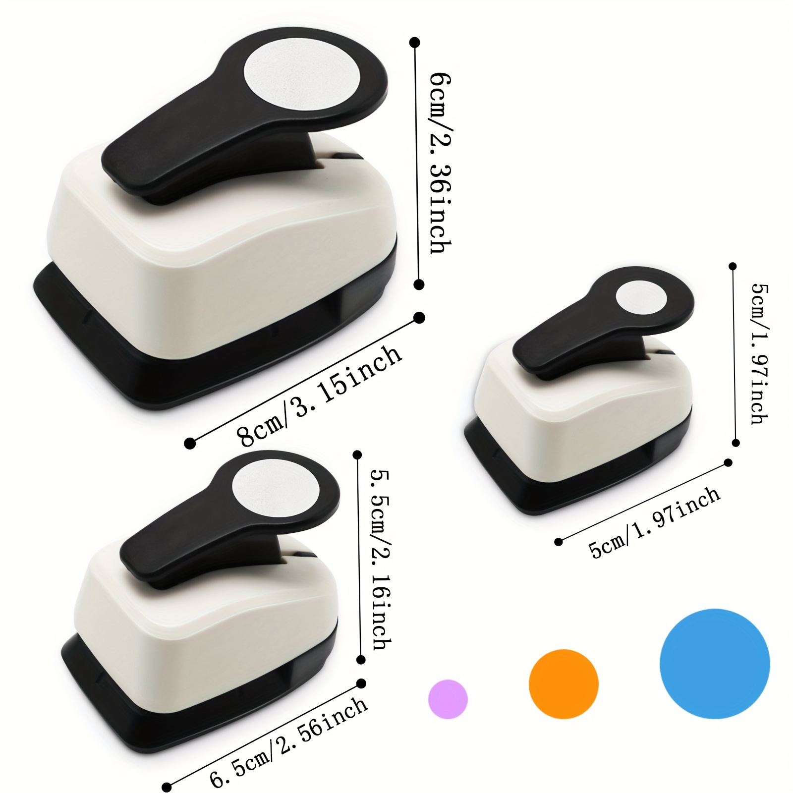 Circle Hole Punch, Paper Punches for Crafting, 3/8+5/8+1 Inch