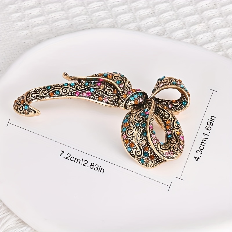 Bowknot Rhinestone Brooch, Vintage Clothing Accessory
