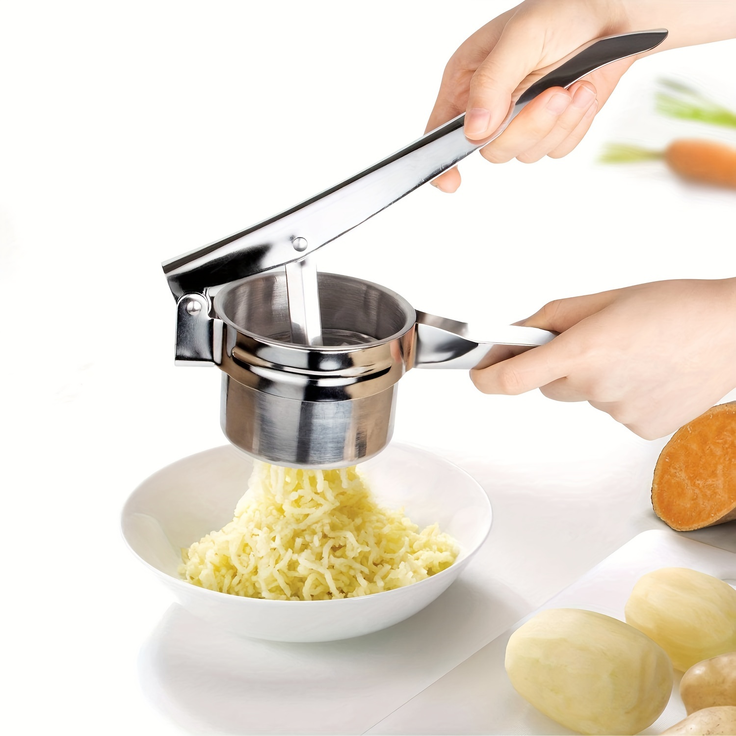1PC Stainless Steel Potato Masher Cooked Food Smasher With Non-Slip Handle  Fruit Vegetable Smash Tool Kitchen Accessories