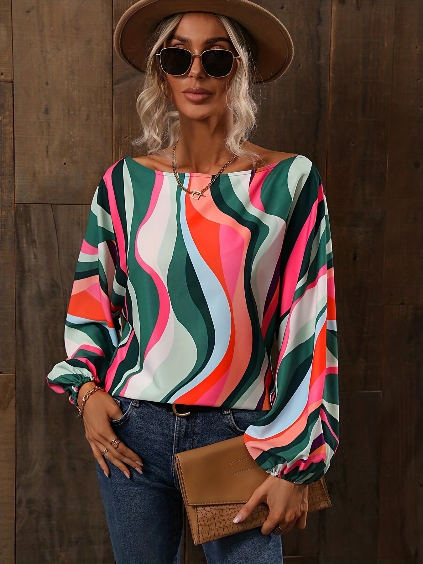 Boat neck 2025 long sleeve blouse