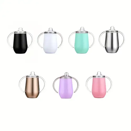 Stainless Steel Sippy Cup, Multi-color Vacuum Insulated Egg Shaped Milk Mug  With Double Handles, Creative Portable Baby Sippy Bottle For Newborn Gift -  Temu
