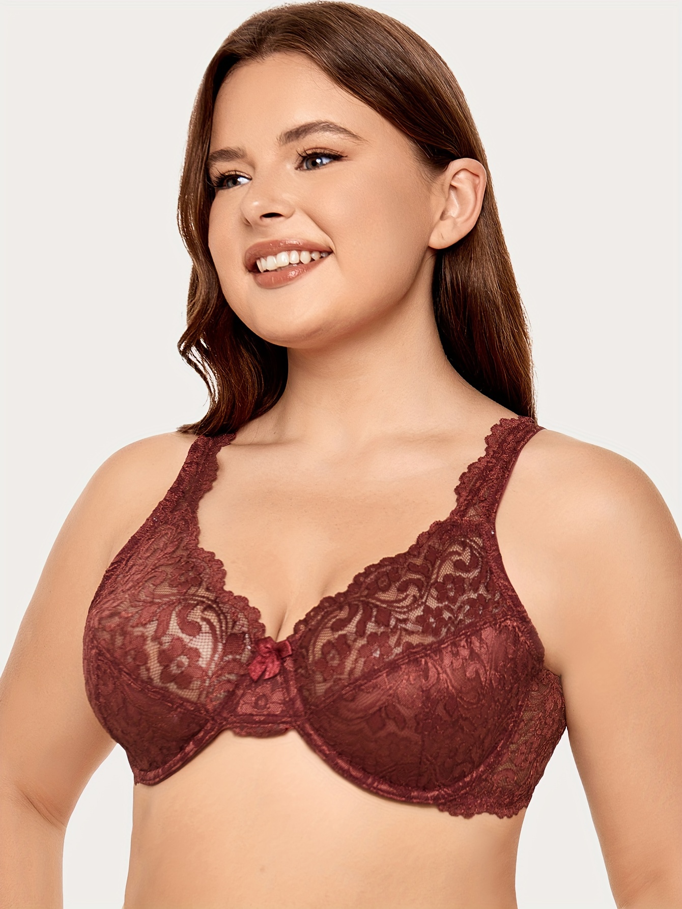 MELENECA Women's Full Coverage No Padding Plus Size Lace Underwire