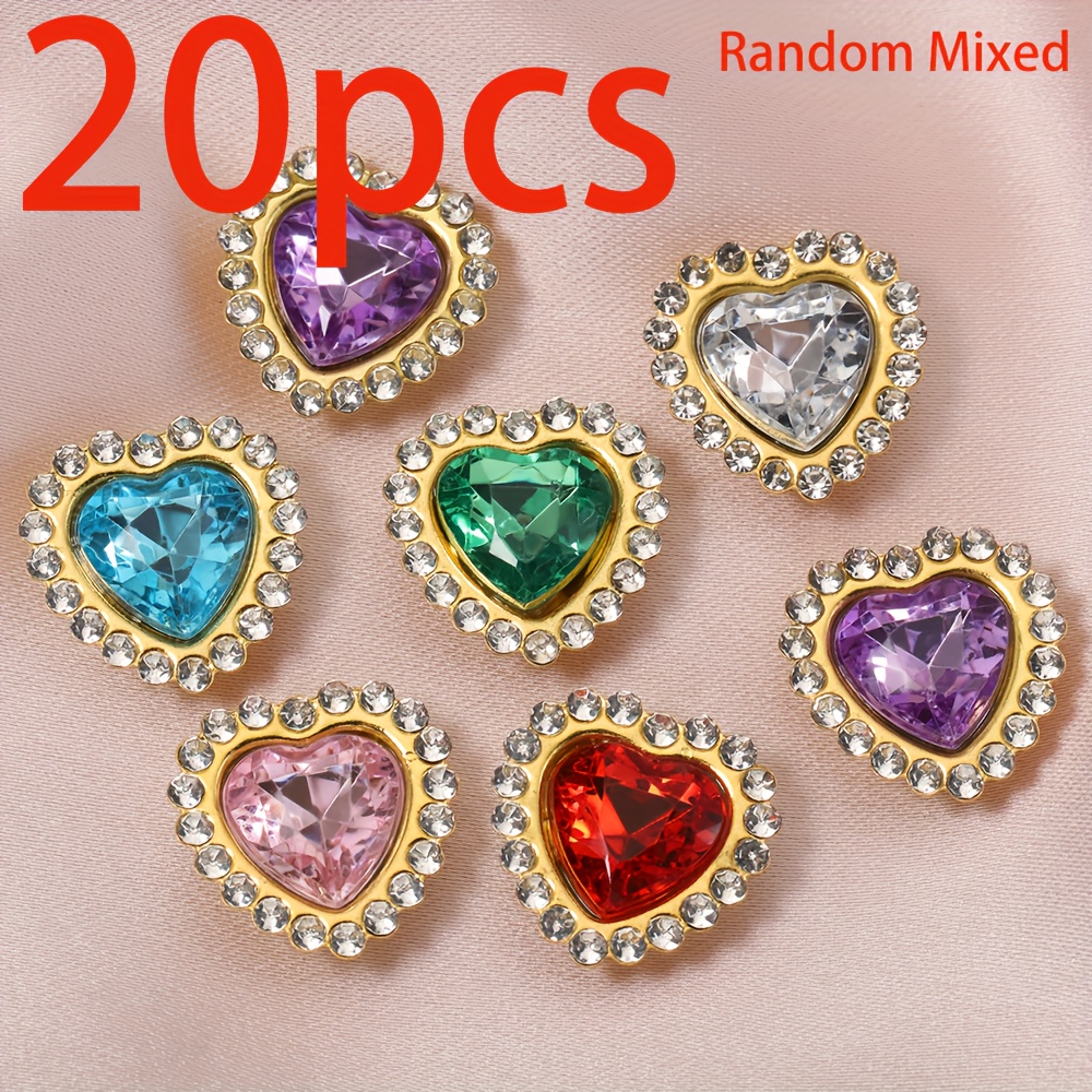TEMU 20pcs With Random Colors From, Golden Background Color Love Artificial Artificial Crystal, Surrounding -grabbing Artificial Artificial Crystal,