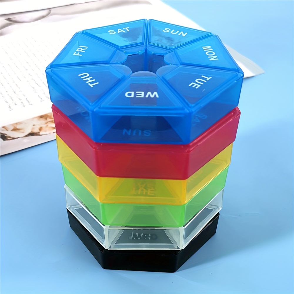 Rainbow Pill Organizer Portable 7 Day Medicine Box With For - Temu