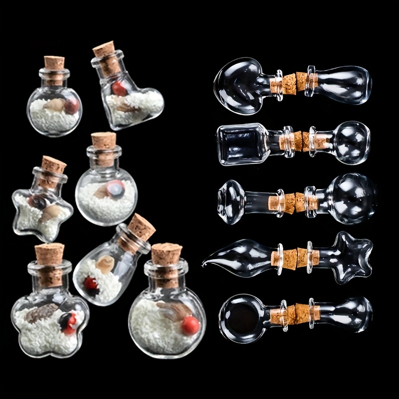 10Pcs Square Shape Mini Glass Bottles Essential Oil Bottle Perfume Bottle  Wish Bottles,Necklace Decorative Pendant