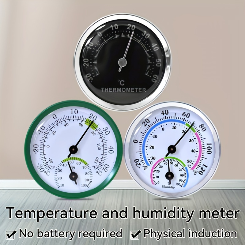 Indoor Outdoor Thermometer Hygrometer 2 in 1 Temperature Humidity Gauge  Analog Hygrometer for Indoor Office Home Room Outdoor, No Battery Required  