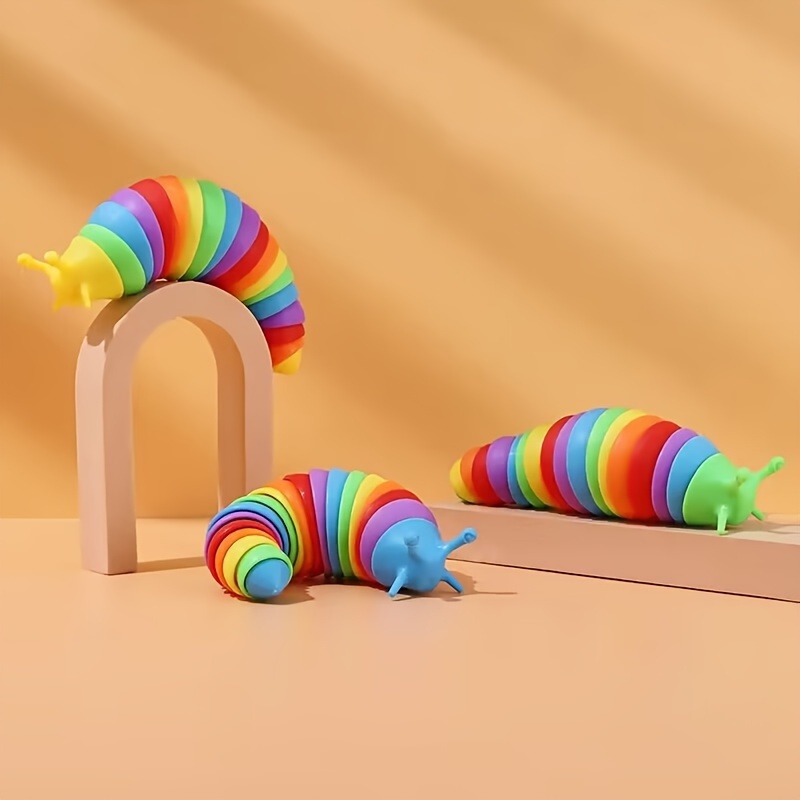 Fidget Slug Sensory Toys Flexible Stretch Stim Twisted Rainbow