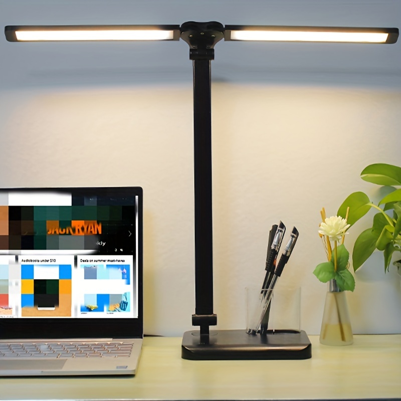 Lámpara de escritorio LED con cargador inalámbrico, lámpara de mesa de  madera con puerto USB, luz de escritorio de lectura para el hogar, luces de