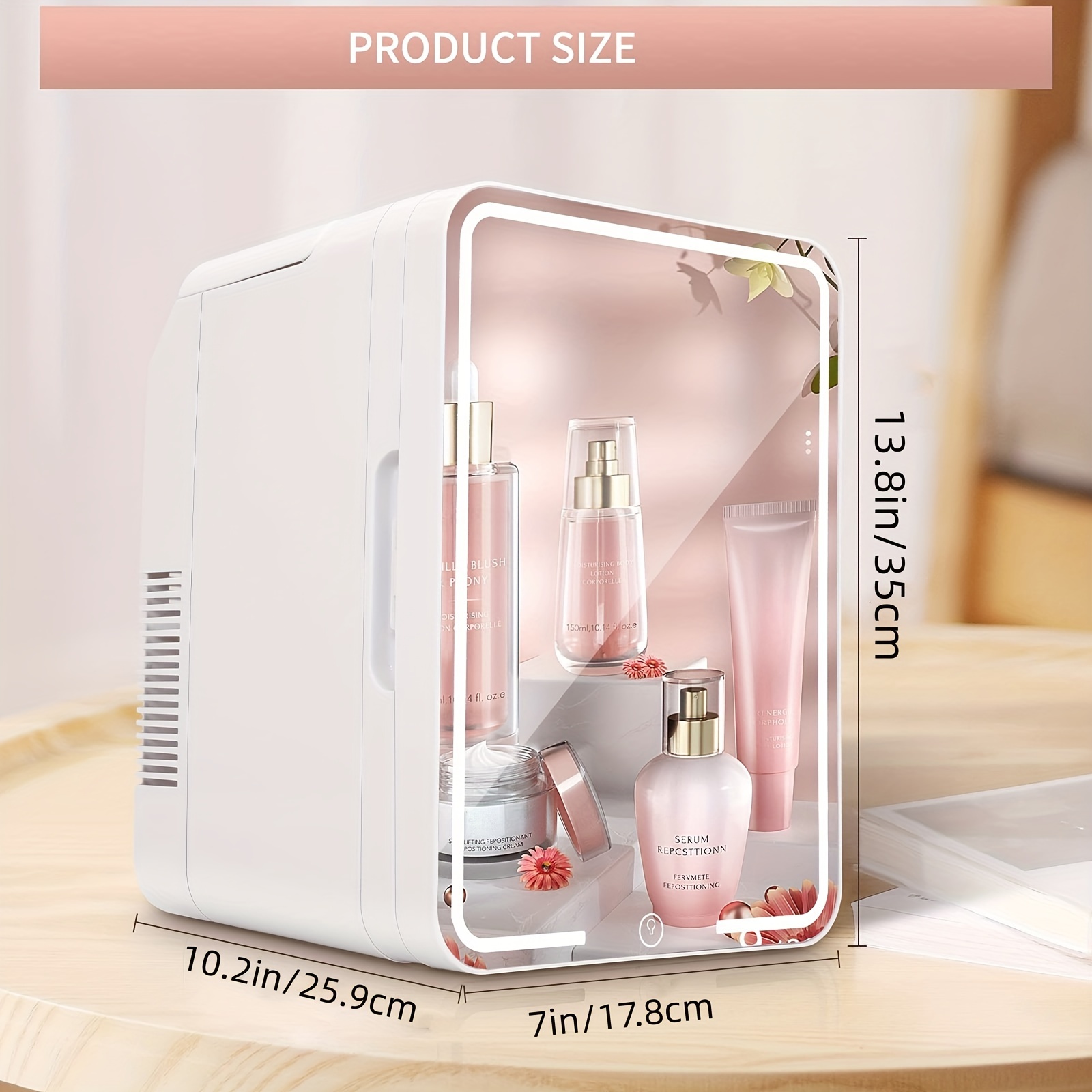 Nevera cosmética portátil, Mini refrigerador con espejo de maquillaje LED,  nevera pequeña para el cuidado de la piel, escritorio de oficina de belleza  mayimx Refrigerador compacto